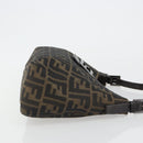 FENDI Zucca Canvas Mamma Baguette Shoulder Bag Black Brown Auth am11921A-3