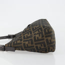FENDI Zucca Canvas Mamma Baguette Shoulder Bag Black Brown Auth am11921A-4