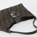 FENDI Zucca Canvas Mamma Baguette Shoulder Bag Black Brown Auth am11921A-6