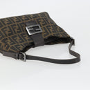 FENDI Zucca Canvas Mamma Baguette Shoulder Bag Black Brown Auth am11921A-7