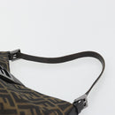 FENDI Zucca Canvas Mamma Baguette Shoulder Bag Black Brown Auth am11921A-8