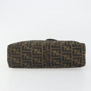 FENDI Zucca Canvas Mamma Baguette Shoulder Bag Black Brown Auth am11921A-5