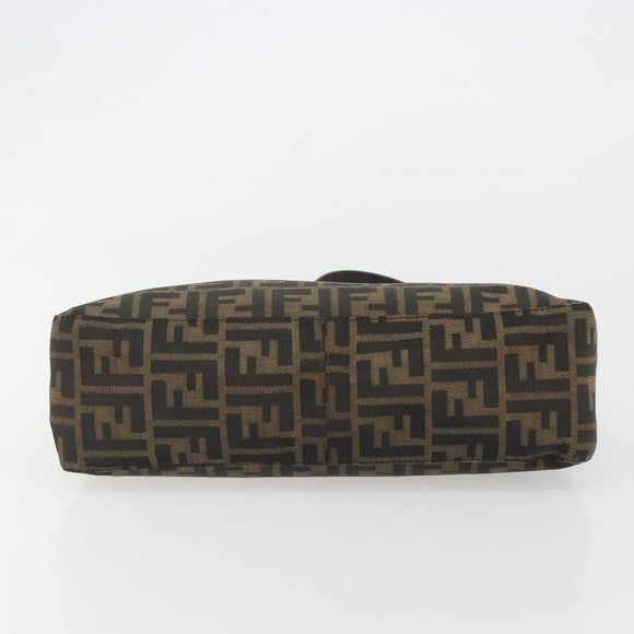 FENDI Zucca Canvas Mamma Baguette Shoulder Bag Black Brown Auth am11921A