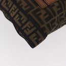 FENDI Zucca Canvas Shoulder Bag Black Brown Auth am11922V-8