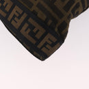 FENDI Zucca Canvas Shoulder Bag Black Brown Auth am11922V-16