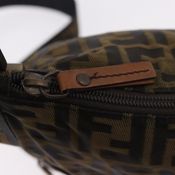 FENDI Zucca Canvas Shoulder Bag Black Brown Auth am11922V