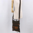 FENDI Zucca Canvas Shoulder Bag Black Brown Auth am11922V-23