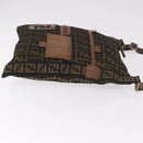 FENDI Zucca Canvas Shoulder Bag Black Brown Auth am11922V-3