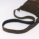 FENDI Zucca Canvas Shoulder Bag Black Brown Auth am11922V-7