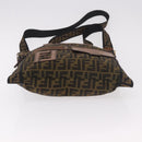 FENDI Zucca Canvas Shoulder Bag Black Brown Auth am11922V-5