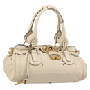 Chloe Paddington Hand Bag Leather Ivory Gold Silver Auth am11923V-1