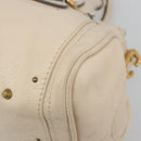 Chloe Paddington Hand Bag Leather Ivory Gold Silver Auth am11923V-11