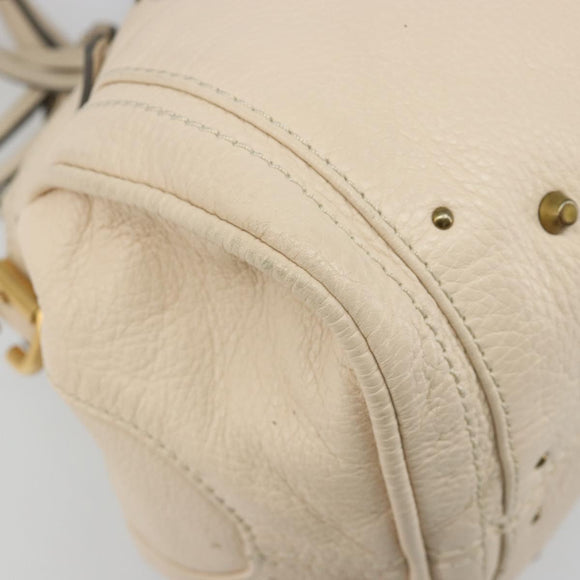 Chloe Paddington Hand Bag Leather Ivory Gold Silver Auth am11923V
