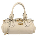 Chloe Paddington Hand Bag Leather Ivory Gold Silver Auth am11923V-2