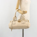 Chloe Paddington Hand Bag Leather Ivory Gold Silver Auth am11923V-26
