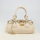 Chloe Paddington Hand Bag Leather Ivory Gold Silver Auth am11923V-27