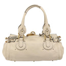 Chloe Paddington Hand Bag Leather Ivory Gold Silver Auth am11923V-3
