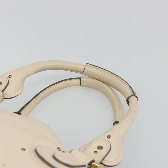Chloe Paddington Hand Bag Leather Ivory Gold Silver Auth am11923V