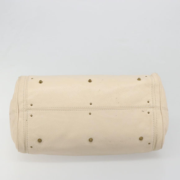 Chloe Paddington Hand Bag Leather Ivory Gold Silver Auth am11923V