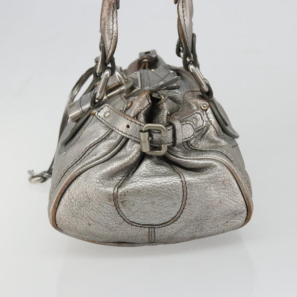 Chloe Paddington Hand Bag Leather Silver Auth am11924A
