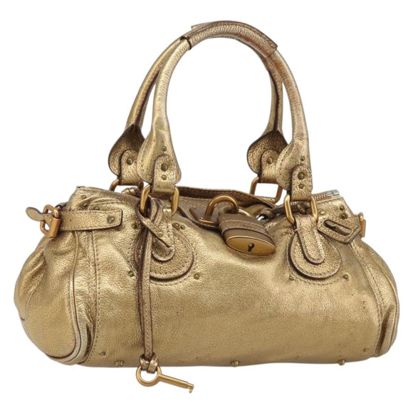 Chloe Paddington Hand Bag Leather Gold Auth am11925A