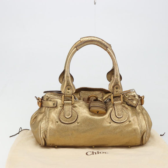 Chloe Paddington Hand Bag Leather Gold Auth am11925A