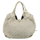 LOUIS VUITTON Punching Mahina XL Tote Bag Leather Beige M93978 LV Auth am11926V-2