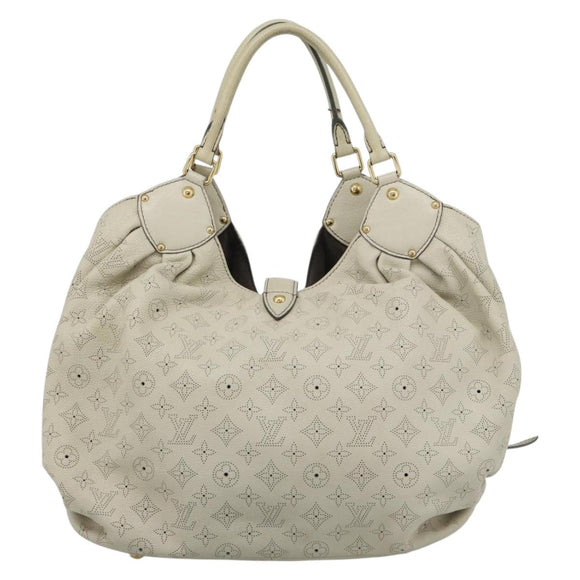 LOUIS VUITTON Punching Mahina XL Tote Bag Leather Beige M93978 LV Auth am11926V