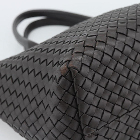 BOTTEGA VENETA INTRECCIATO Cabas PM Tote Bag Leather Dark Brown Auth am11927SM