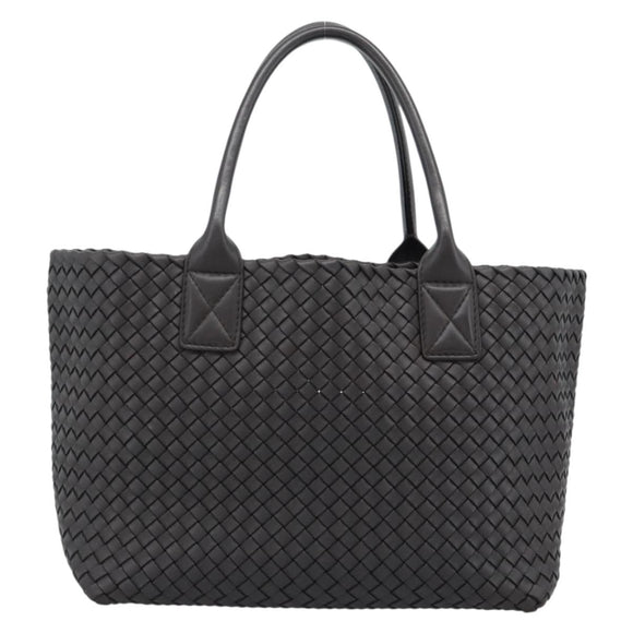 BOTTEGA VENETA INTRECCIATO Cabas PM Tote Bag Leather Dark Brown Auth am11927SM