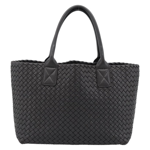 BOTTEGA VENETA INTRECCIATO Cabas PM Tote Bag Leather Dark Brown Auth am11927SM