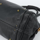 Chloe Paddington Hand Bag Leather Black Gold Silver Auth am11929M-8
