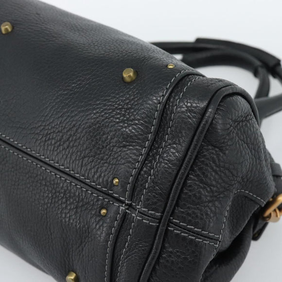 Chloe Paddington Hand Bag Leather Black Gold Silver Auth am11929M