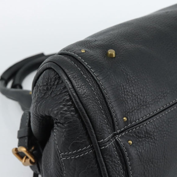 Chloe Paddington Hand Bag Leather Black Gold Silver Auth am11929M