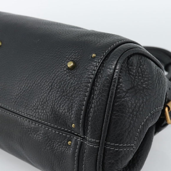 Chloe Paddington Hand Bag Leather Black Gold Silver Auth am11929M