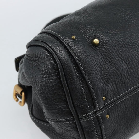 Chloe Paddington Hand Bag Leather Black Gold Silver Auth am11929M