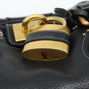 Chloe Paddington Hand Bag Leather Black Gold Silver Auth am11929M-19