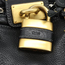 Chloe Paddington Hand Bag Leather Black Gold Silver Auth am11929M-9