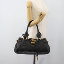 Chloe Paddington Hand Bag Leather Black Gold Silver Auth am11929M-29