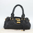 Chloe Paddington Hand Bag Leather Black Gold Silver Auth am11929M-12