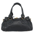 Chloe Paddington Hand Bag Leather Black Gold Silver Auth am11929M-2