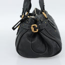 Chloe Paddington Hand Bag Leather Black Gold Silver Auth am11929M-4
