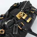 Chloe Paddington Hand Bag Leather Black Gold Silver Auth am11929M-6