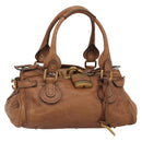 Chloe Paddington Hand Bag Leather Brown Gold Silver Auth am11930V-1