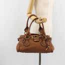 Chloe Paddington Hand Bag Leather Brown Gold Silver Auth am11930V-25