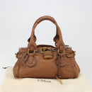 Chloe Paddington Hand Bag Leather Brown Gold Silver Auth am11930V-26