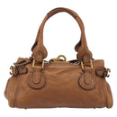 Chloe Paddington Hand Bag Leather Brown Gold Silver Auth am11930V-3