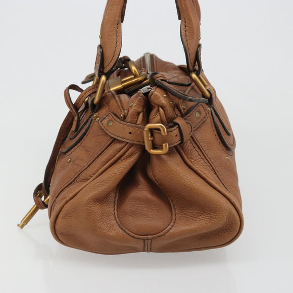 Chloe Paddington Hand Bag Leather Brown Gold Silver Auth am11930V