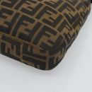 FENDI Zucca Canvas Mamma Baguette Shoulder Bag Black Brown Silver Auth am11931V-10