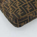 FENDI Zucca Canvas Mamma Baguette Shoulder Bag Black Brown Silver Auth am11931V-11